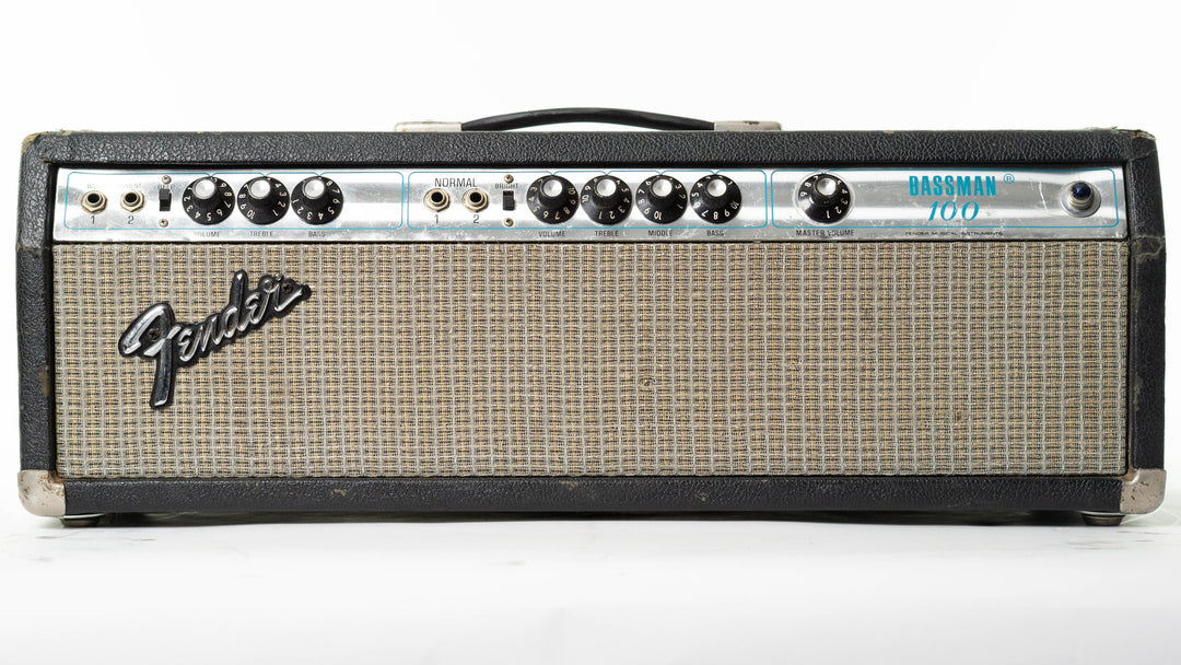 Fender Bassman 100 2-Channel 100-Watt Guitar Amp Head Silverface & 2x15 Bassman 50 Cabinet 1974